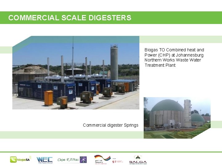 COMMERCIAL SCALE DIGESTERS Biogas TO Combined heat and Power (CHP) at Johannesburg Northern Works