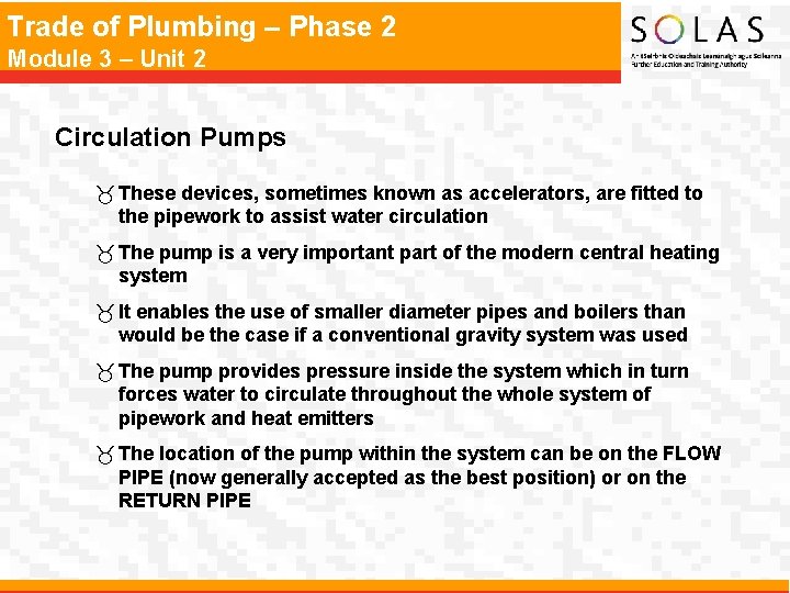 Trade of Plumbing – Phase 2 Module 3 – Unit 2 Circulation Pumps _ Trade of Plumbing – Phase 2 Module 3 – Unit 2 Circulation Pumps _