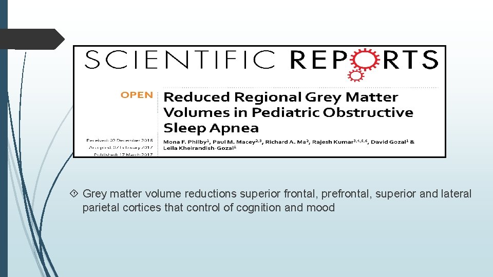  Grey matter volume reductions superior frontal, prefrontal, superior and lateral parietal cortices that