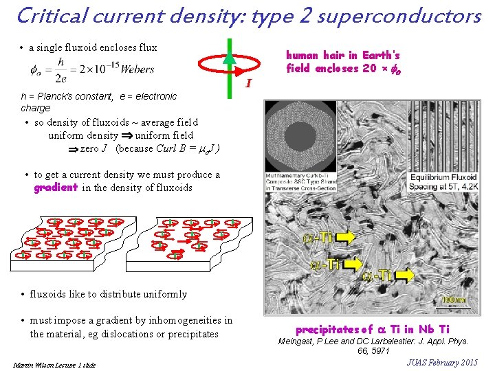 Critical current density: type 2 superconductors • a single fluxoid encloses flux I human