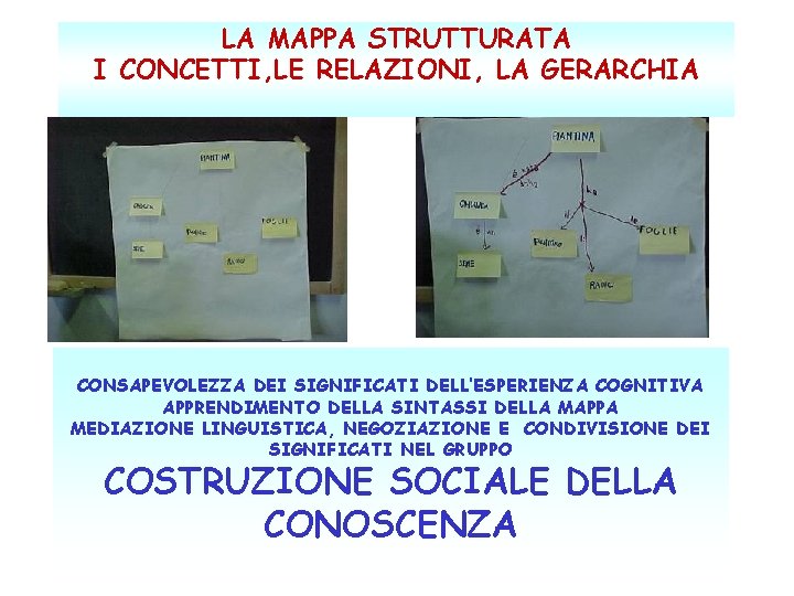 LA MAPPA STRUTTURATA I CONCETTI, LE RELAZIONI, LA GERARCHIA CONSAPEVOLEZZA DEI SIGNIFICATI DELL’ESPERIENZA COGNITIVA