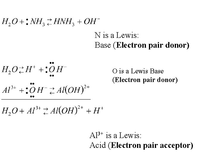 N is a Lewis: Base (Electron pair donor) O is a Lewis Base (Electron