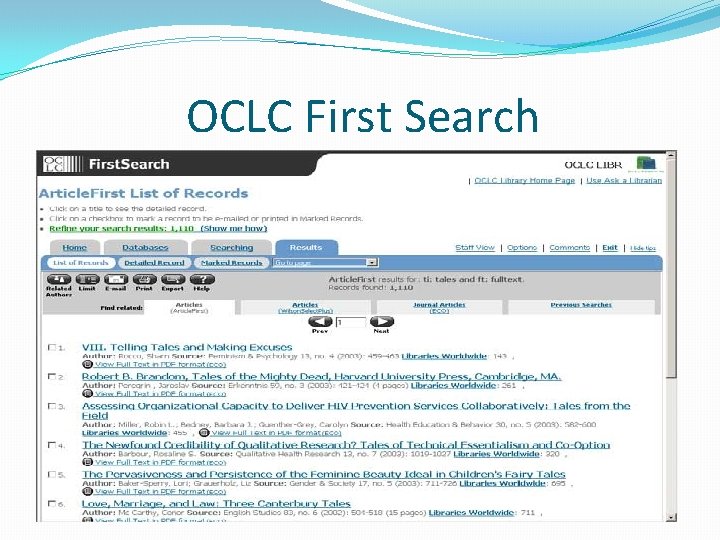 OCLC First Search 
