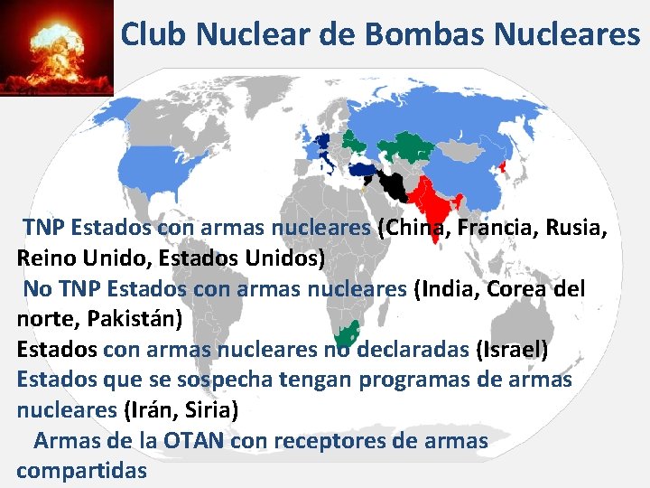 Club Nuclear de Bombas Nucleares TNP Estados con armas nucleares (China, Francia, Rusia, Reino