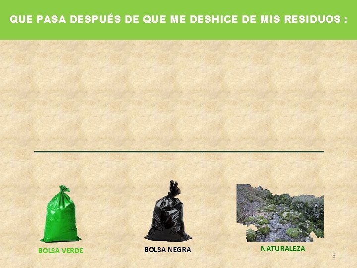 QUE PASA DESPUÉS DE QUE ME DESHICE DE MIS RESIDUOS : BOLSA VERDE BOLSA