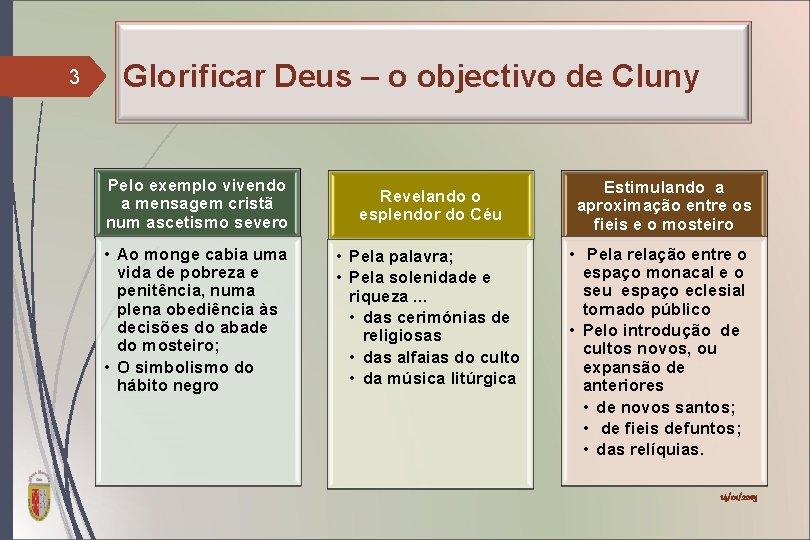 3 Glorificar Deus – o objectivo de Cluny Pelo exemplo vivendo a mensagem cristã