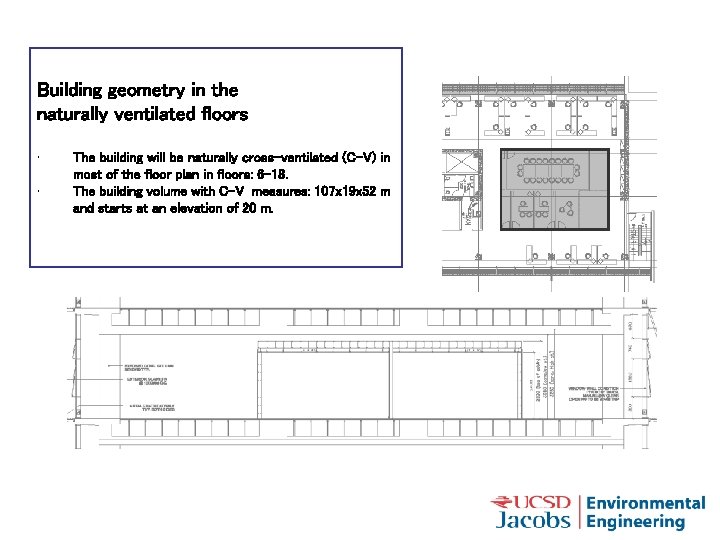 Building geometry in the naturally ventilated floors • • The building will be naturally