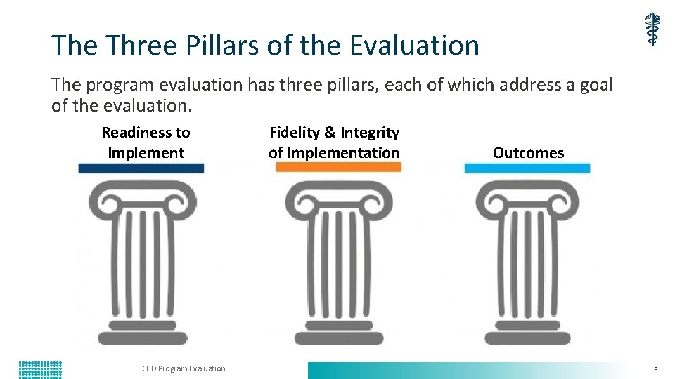 The Three Pillars of the Evaluation The program evaluation has three pillars, each of