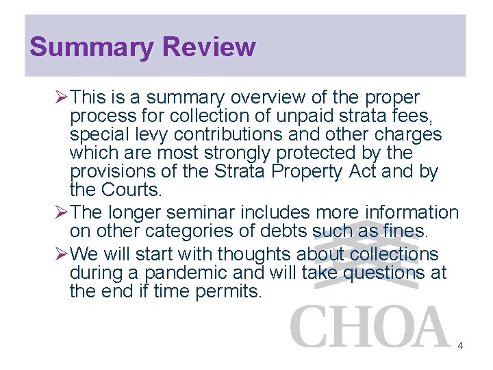 Summary Review ØThis is a summary overview of the proper process for collection of
