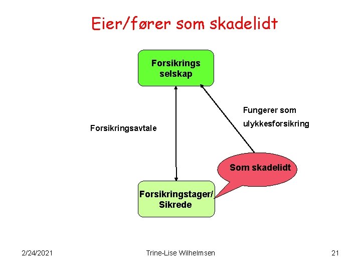 Eier/fører som skadelidt Forsikrings selskap Fungerer som Forsikringsavtale ulykkesforsikring Som skadelidt Forsikringstager/ Sikrede 2/24/2021