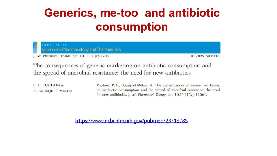 Generics, me-too and antibiotic consumption https: //www. ncbi. nlm. nih. gov/pubmed/23713785 