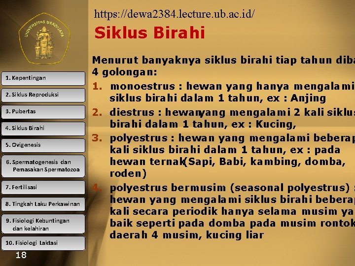 https: //dewa 2384. lecture. ub. ac. id/ Siklus Birahi 1. Kepentingan 2. Siklus Reproduksi