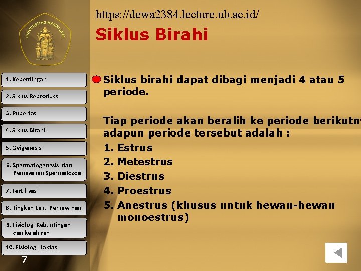 https: //dewa 2384. lecture. ub. ac. id/ Siklus Birahi 1. Kepentingan 2. Siklus Reproduksi
