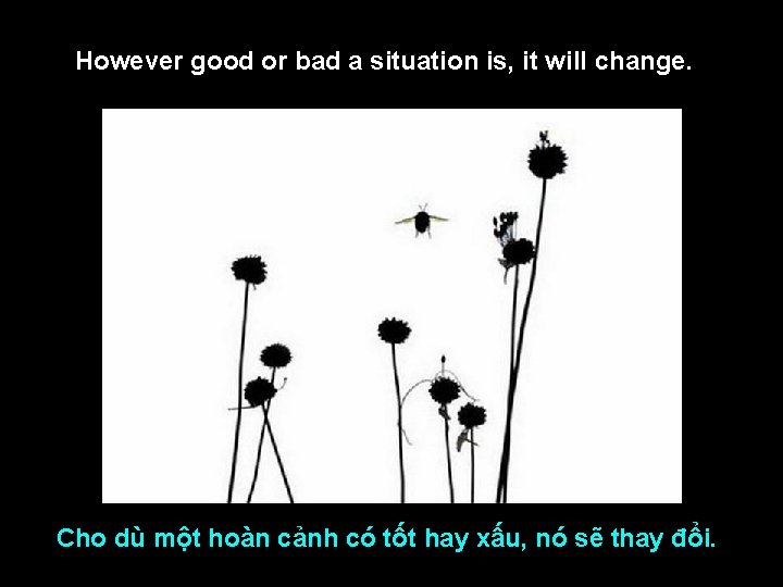 However good or bad a situation is, it will change. Cho dù một hoàn