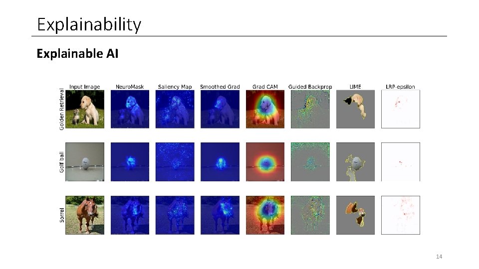 Explainability Explainable AI 14 Explainability Explainable AI 14
