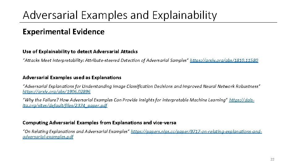 Adversarial Examples and Explainability Experimental Evidence Use of Explainability to detect Adversarial Attacks “Attacks Adversarial Examples and Explainability Experimental Evidence Use of Explainability to detect Adversarial Attacks “Attacks
