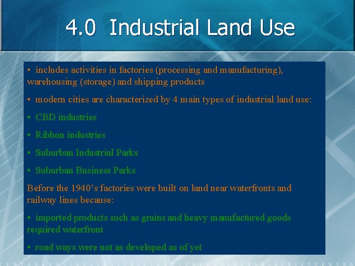 Urban Land Uses 6 Land Classifications 1 0