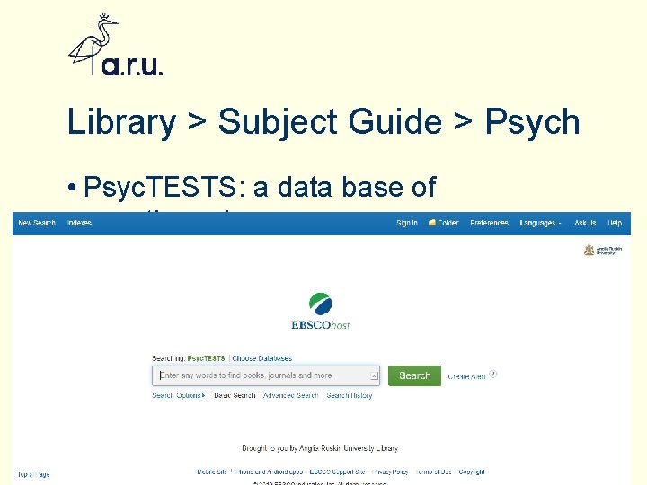 Library > Subject Guide > Psych • Psyc. TESTS: a data base of questionnaires