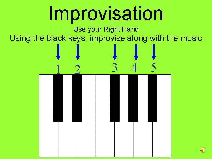 Improvisation Use your Right Hand Using the black keys, improvise along with the music.