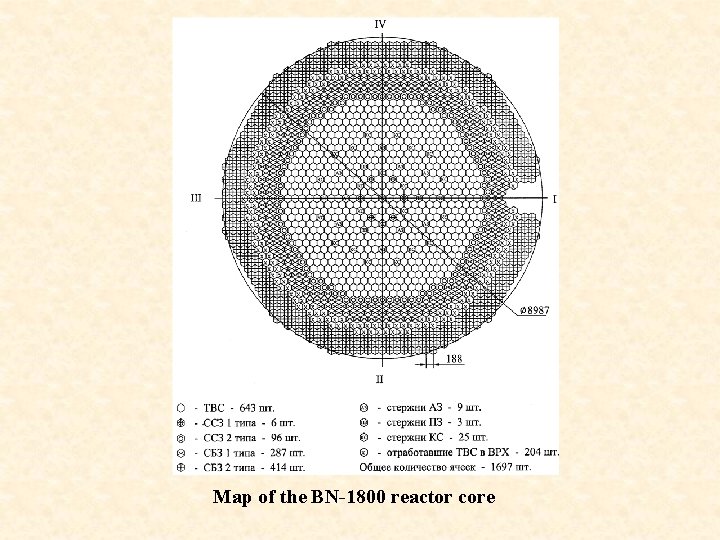 Map of the BN-1800 reactor core 