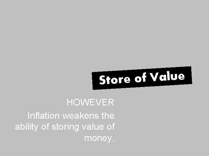 e u l a V f o e Stor HOWEVER Inflation weakens the ability