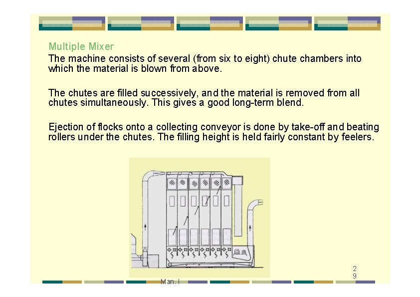 Multiple Mixer The machine consists of several (from six to eight) chute chambers into