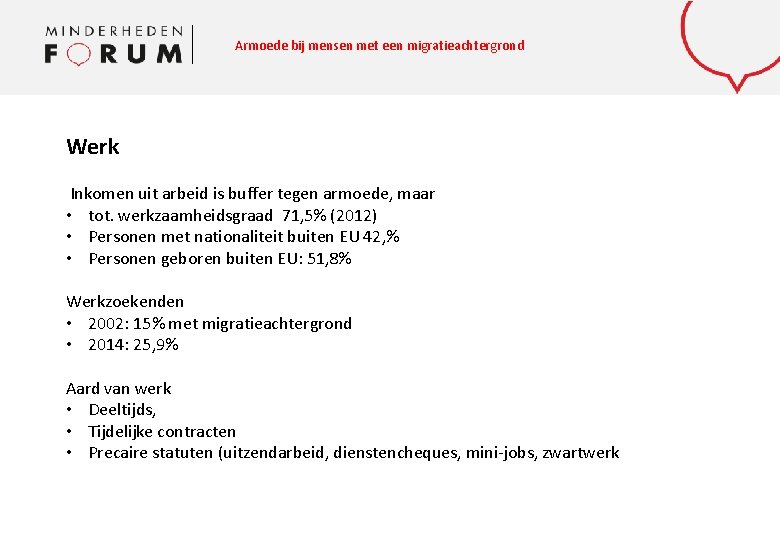 Armoede bij mensen met een migratieachtergrond Werk Inkomen uit arbeid is buffer tegen armoede,