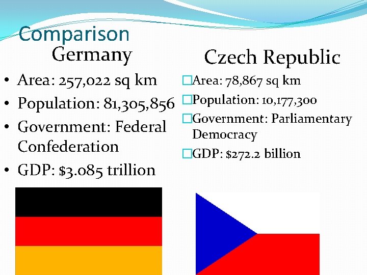 Comparison Germany • Area: 257, 022 sq km • Population: 81, 305, 856 •