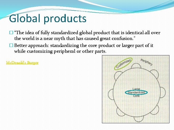 Global products � “The idea of fully standardized global product that is identical all