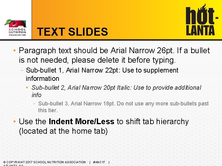 TEXT SLIDES • Paragraph text should be Arial Narrow 26 pt. If a bullet