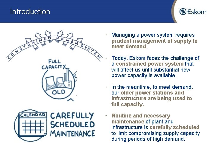 Introduction • Managing a power system requires prudent management of supply to meet demand.