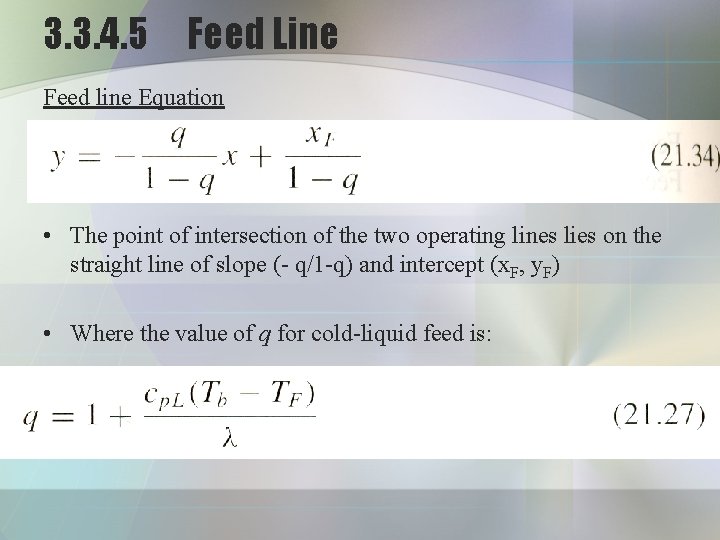 3. 3. 4. 5 Feed Line Feed line Equation • The point of intersection
