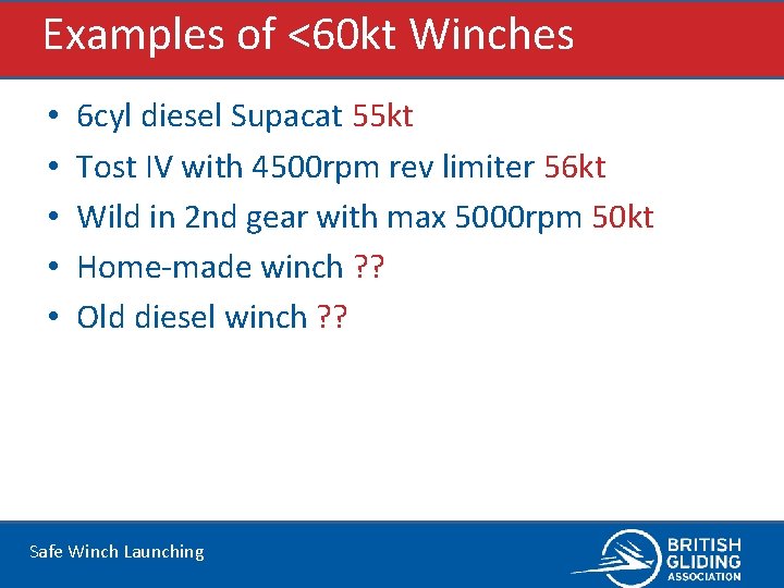 Examples of <60 kt Winches • • • 6 cyl diesel Supacat 55 kt