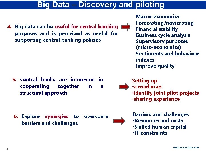 Rubric Big Data – Discovery and piloting 4. Big data can be useful for