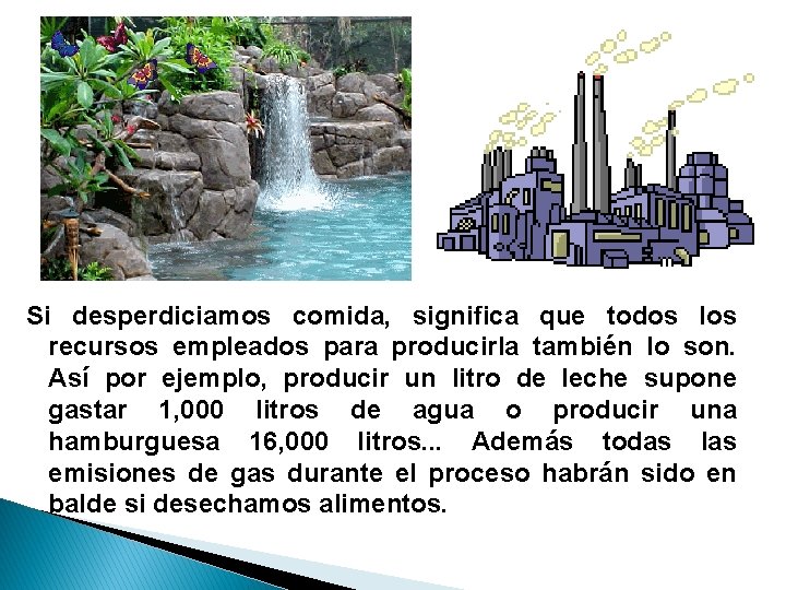 Si desperdiciamos comida, significa que todos los recursos empleados para producirla también lo son.