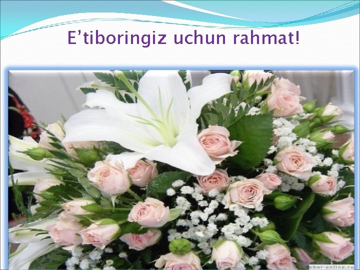 E’tiboringiz uchun rahmat! 