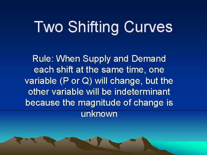 Two Shifting Curves Rule: When Supply and Demand each shift at the same time,