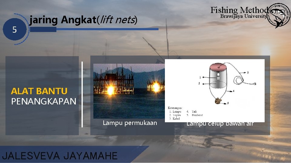 5 jaring Angkat(lift nets) Fishing Method Brawijaya University ALAT BANTU PENANGKAPAN Lampu permukaan JALESVEVA