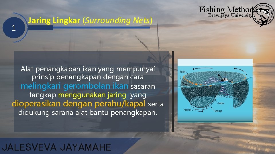 Fishing Method 1 Jaring Lingkar (Surrounding Nets) Alat penangkapan ikan yang mempunyai prinsip penangkapan