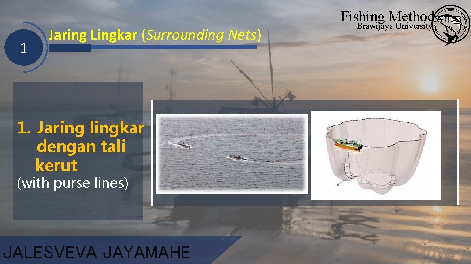 Fishing Method 1 Jaring Lingkar (Surrounding Nets) 1. Jaring lingkar dengan tali kerut (with