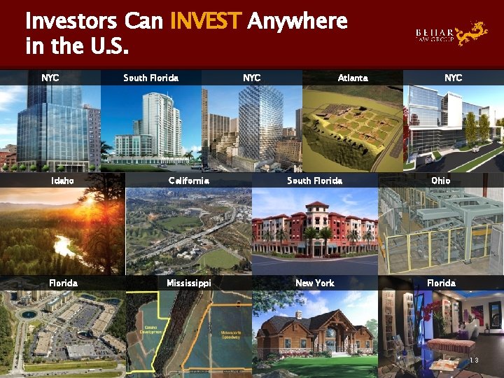Investors Can INVEST Anywhere in the U. S. NYC South Florida NYC Atlanta NYC