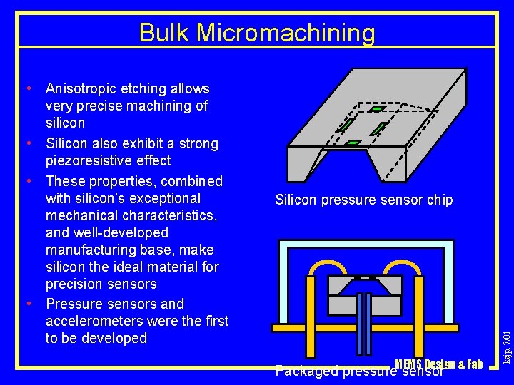 Bulk Micromachining Silicon pressure sensor chip Design & Fab Packaged pressure. MEMS sensor ksjp,