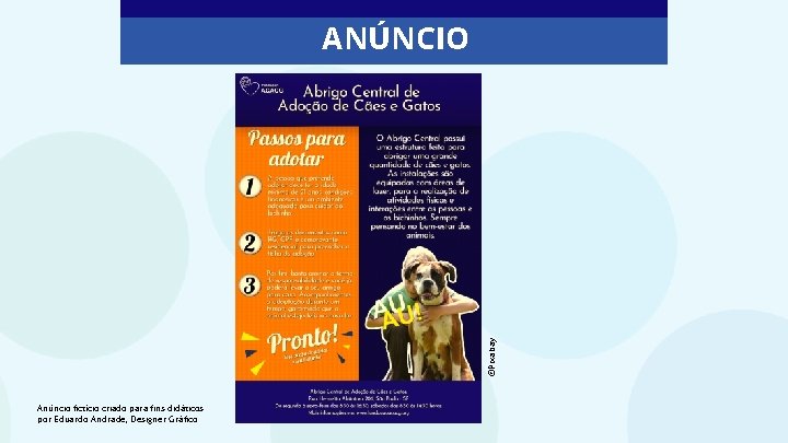 ©Pixabay ANÚNCIO Anúncio fictício criado para fins didáticos por Eduardo Andrade, Designer Gráfico 