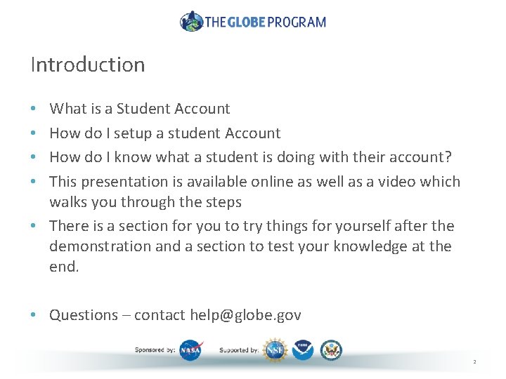 Introduction What is a Student Account How do I setup a student Account How