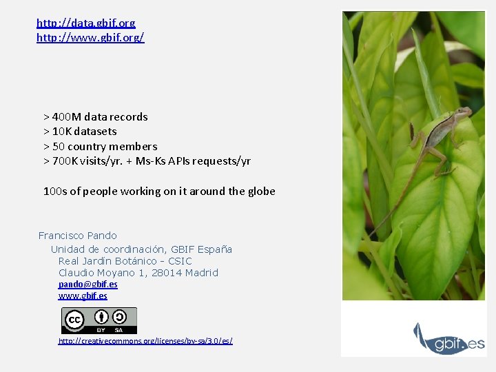 http: //data. gbif. org http: //www. gbif. org/ > 400 M data records >