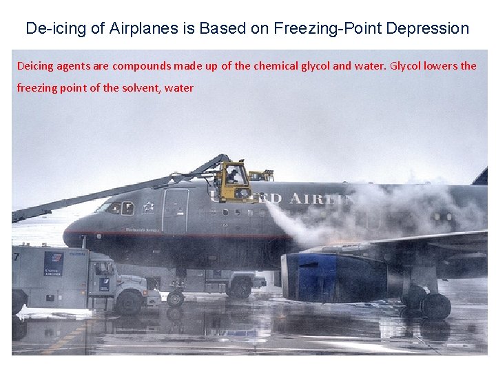 De-icing of Airplanes is Based on Freezing-Point Depression Deicing agents are compounds made up