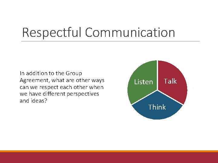 Respectful Communication In addition to the Group Agreement, what are other ways can we