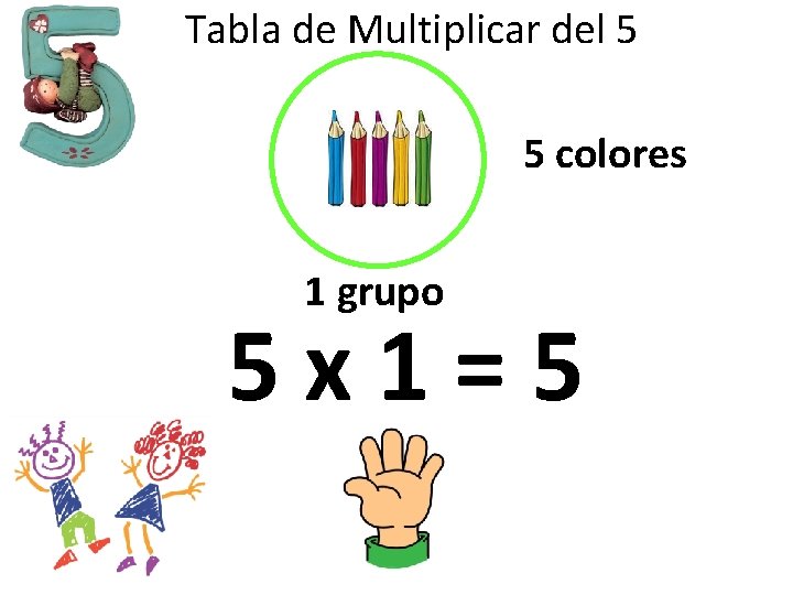 Tabla de Multiplicar del 5 5 colores 1 grupo 5 x 1=5 
