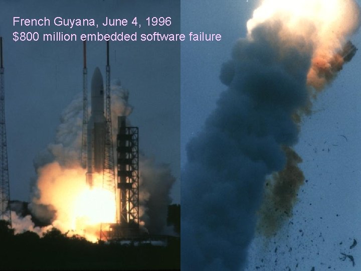 French Guyana, June 4, 1996 $800 million embedded software failure 