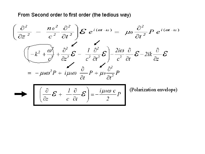 From Second order to first order (the tedious way) (Polarization envelope) 